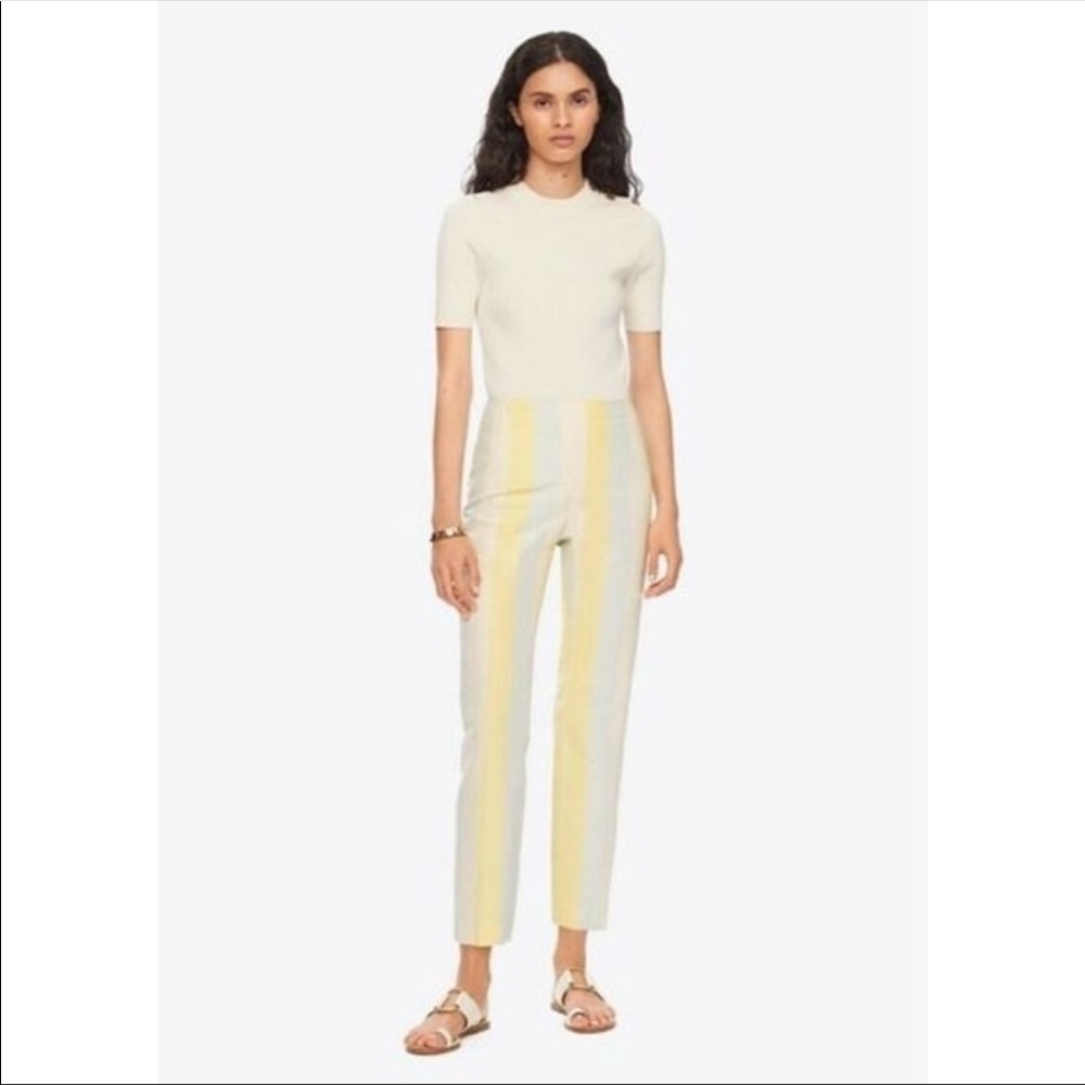 Tory Burch Linen Striped Pants Pastel Size 00